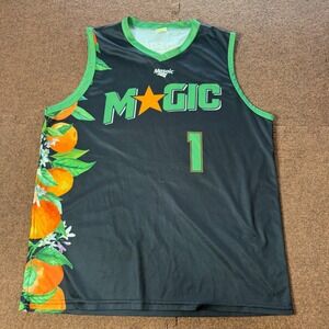 Mosaic Magic Basketball Jersey Mens XL Black Green Orange Citrus Fruit Number 1